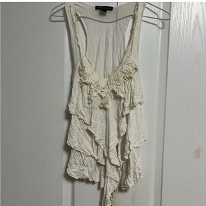 Y2K Waterfall Ruffled Tank Top with lace detailing